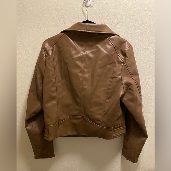 Blank NYC Brown Faux Leather Full Zip Moto Jacket New W/ Tag Biker Grunge City - Picture 7 of 10